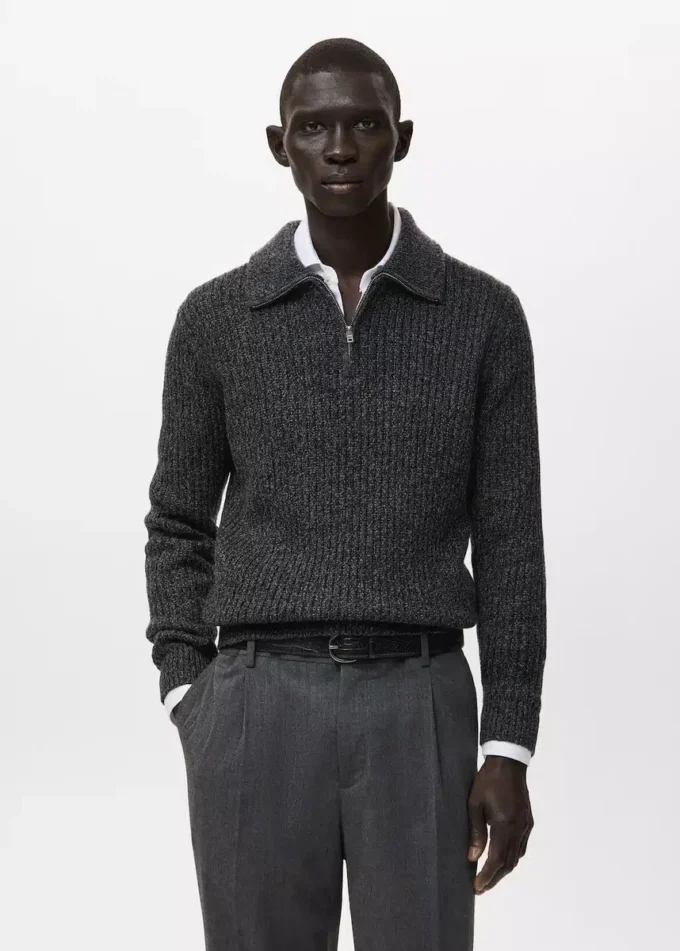 Pullover aus Wollmischung mit Reißverschluss