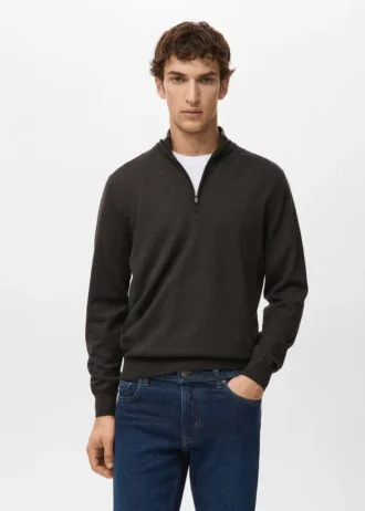 Pullover mit Reißverschluss aus 100 % Merinowolle