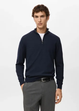 Pullover mit Reißverschluss aus 100 % Merinowolle
