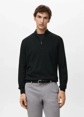 Pullover mit Reißverschluss aus 100 % Merinowolle