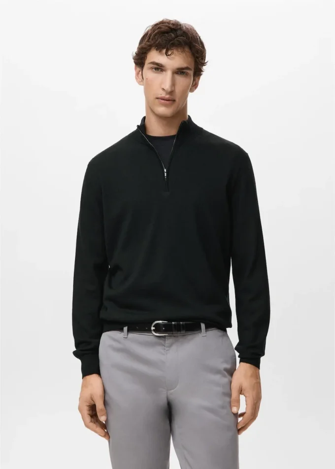 Pullover mit Reißverschluss aus 100 % Merinowolle