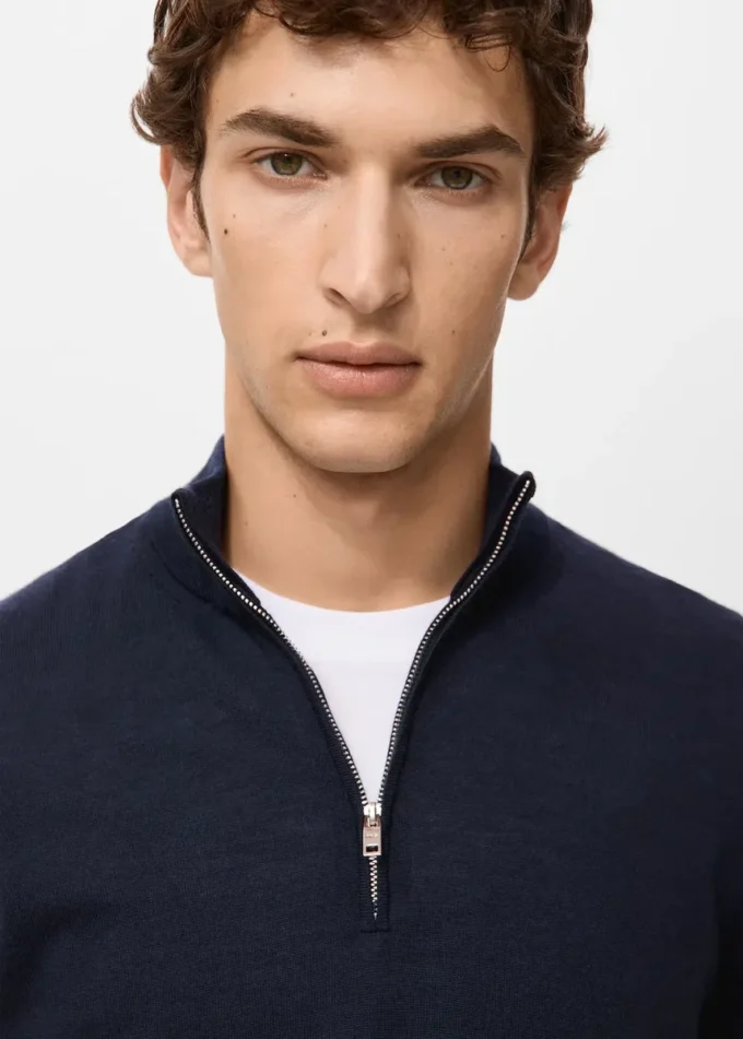Pullover mit Reißverschluss aus 100 % Merinowolle