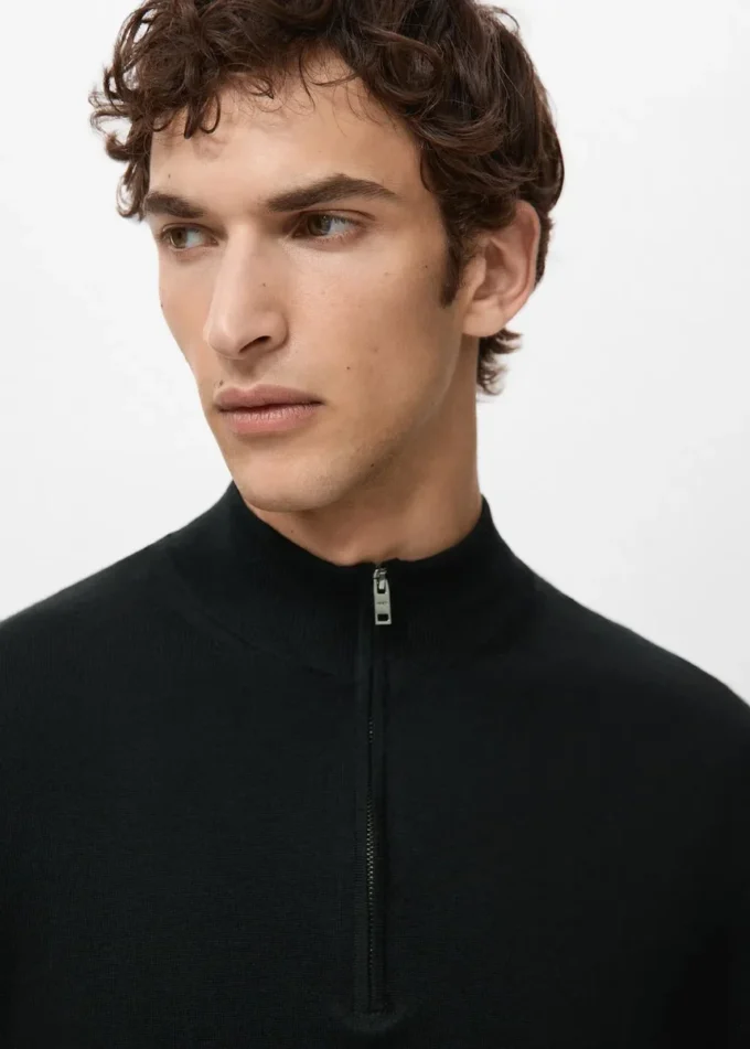 Pullover mit Reißverschluss aus 100 % Merinowolle