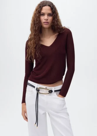 Pullover mit V-Ausschnitt und Lurex