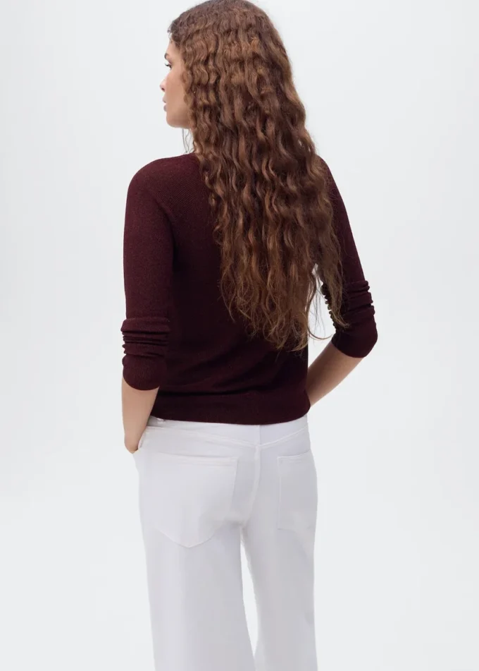 Pullover mit V-Ausschnitt und Lurex Pullover mit V-Ausschnitt und Lurex