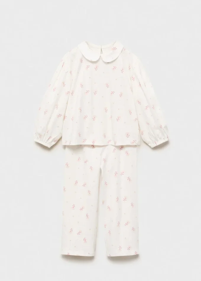 Pyjama mit Baby-Kragen und Print Pyjama mit Baby-Kragen und Print