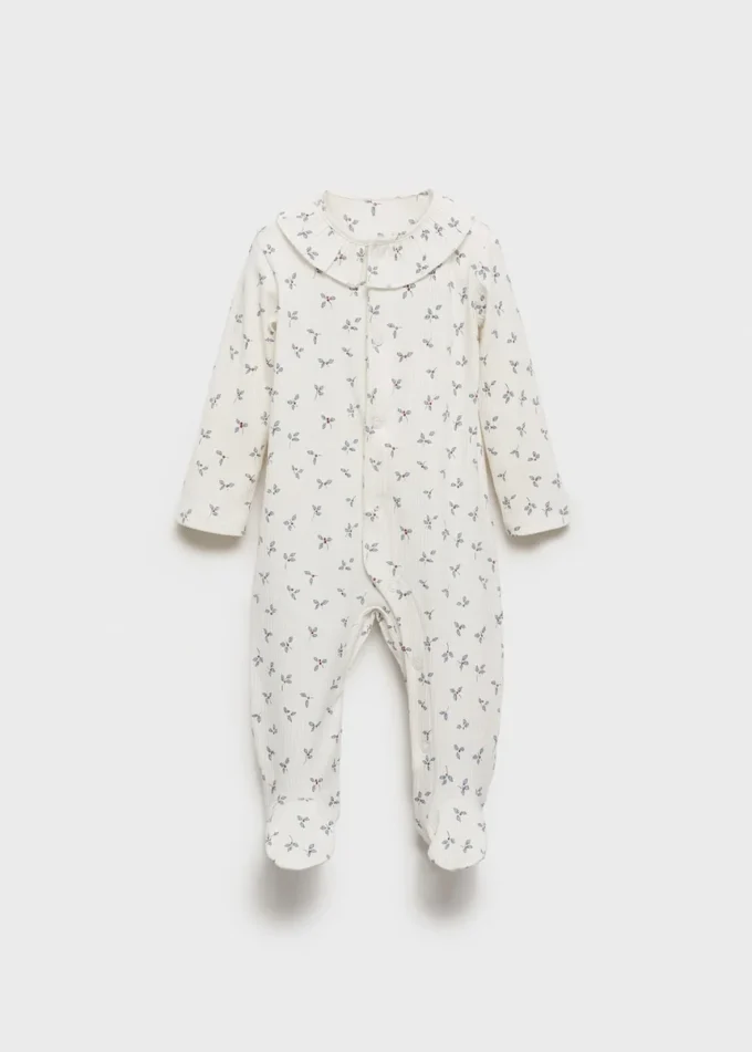 Pyjama mit Blumenmuster und Baby-Ausschnitt