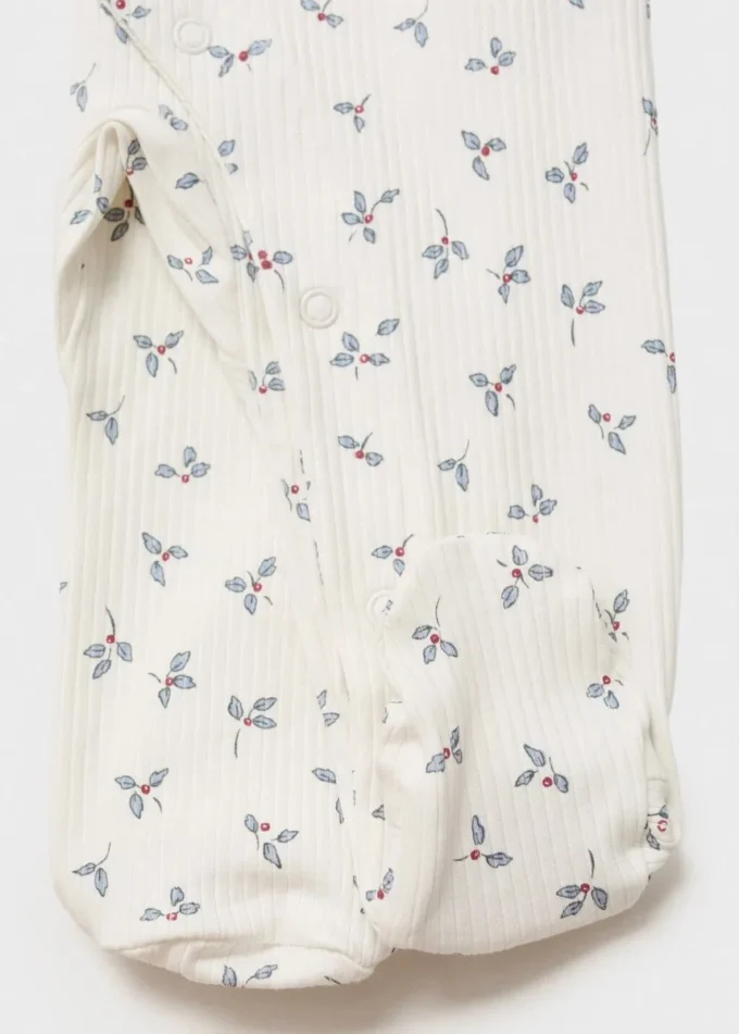 Pyjama mit Blumenmuster und Baby-Ausschnitt