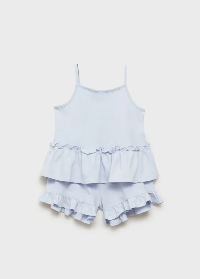 Pyjama-Shorts mit Rüschen