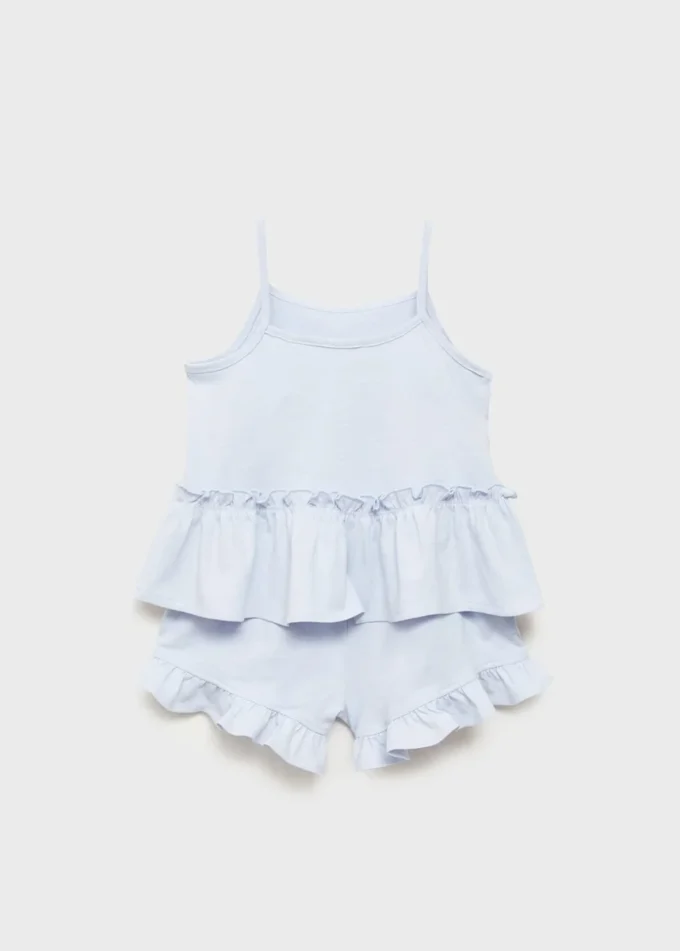 Pyjama-Shorts mit Rüschen