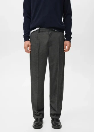Regular-Fit-Flanellhose mit Bundfalten