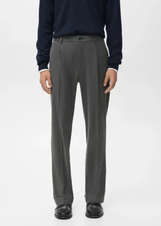 Regular-Fit-Flanellhose mit Bundfalten