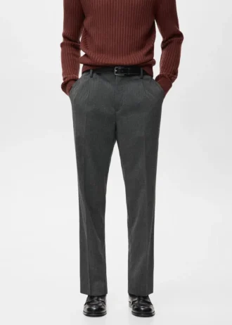 Regular-Fit-Flanellhose mit Bundfalten