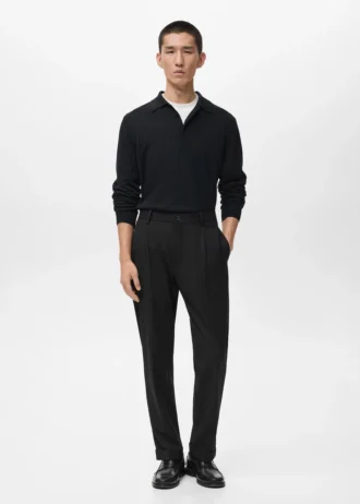 Regular-Fit-Flanellhose mit Bundfalten