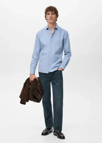 Regular Fit gestreiftes Baumwollhemd