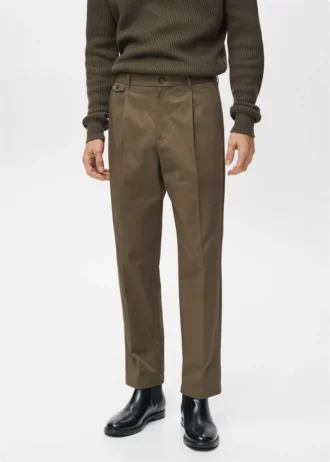 Regular Fit-Hose aus Baumwolle mit Bundfalten