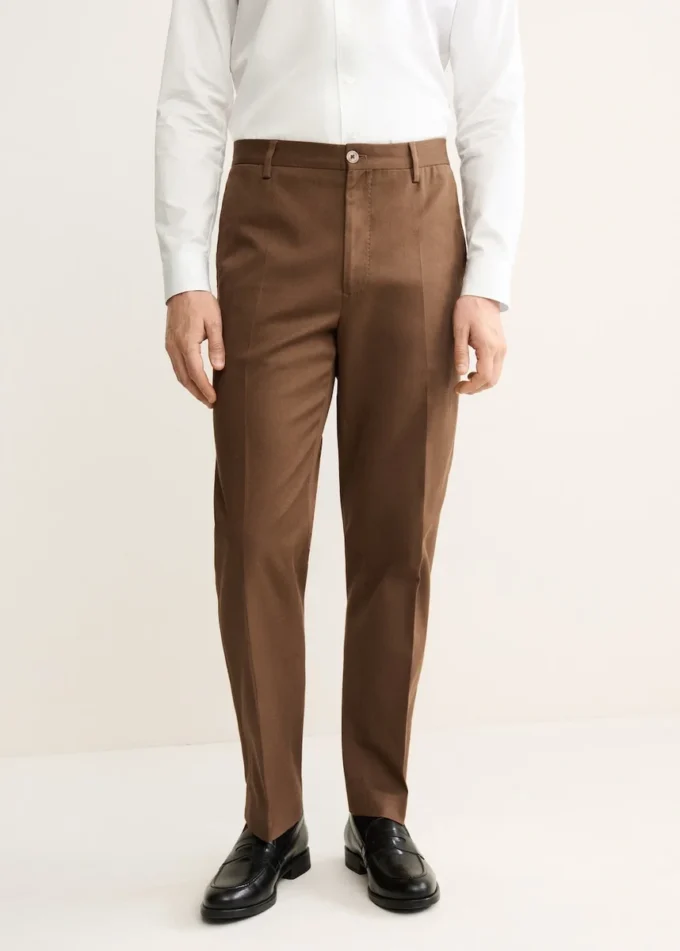 Regular Fit-Hose aus Baumwolle mit Bundfalten