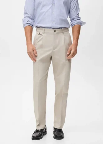 Regular Fit-Hose aus Baumwolle mit Bundfalten