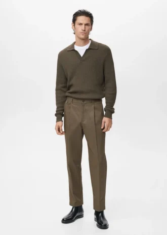 Regular Fit-Hose aus Baumwolle mit Bundfalten