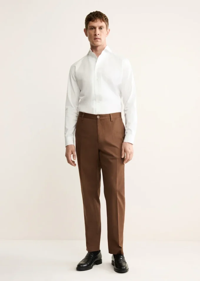 Regular Fit-Hose aus Baumwolle mit Bundfalten