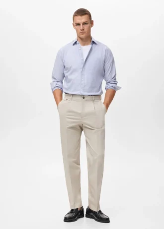 Regular Fit-Hose aus Baumwolle mit Bundfalten