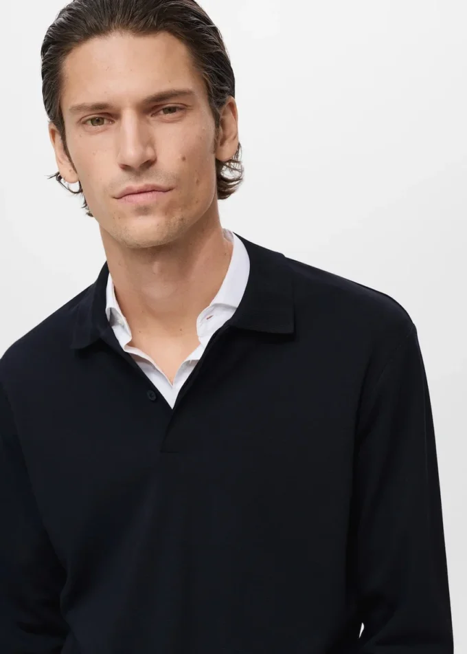 Regular-Fit-Strickpullover mit Polokragen