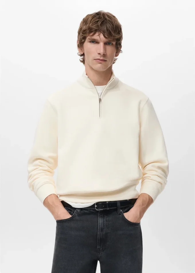 Regular-Fit-Sweatshirt aus Baumwolle mit Reißverschluss