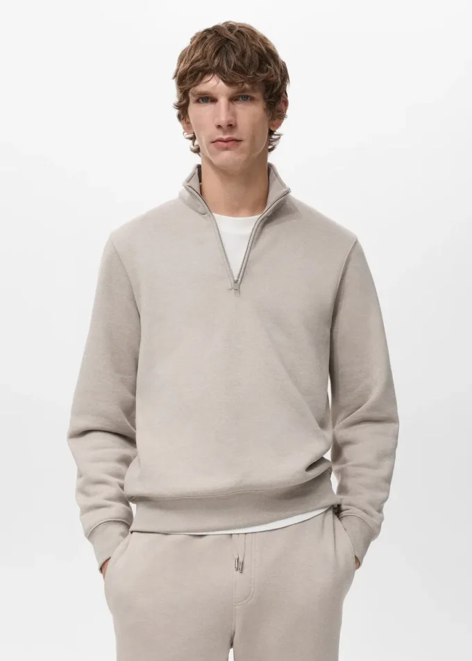 Regular-Fit-Sweatshirt aus Baumwolle mit Reißverschluss