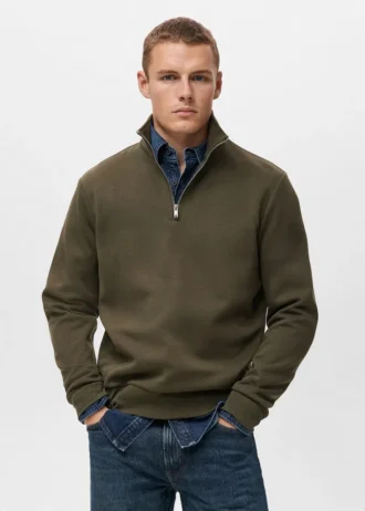 Regular-Fit-Sweatshirt aus Baumwolle mit Reißverschluss