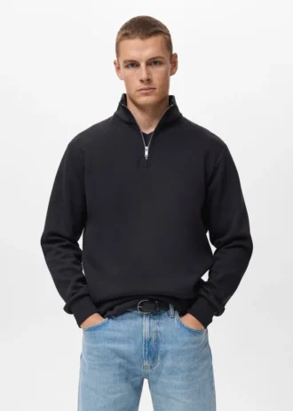 Regular-Fit-Sweatshirt aus Baumwolle mit Reißverschluss