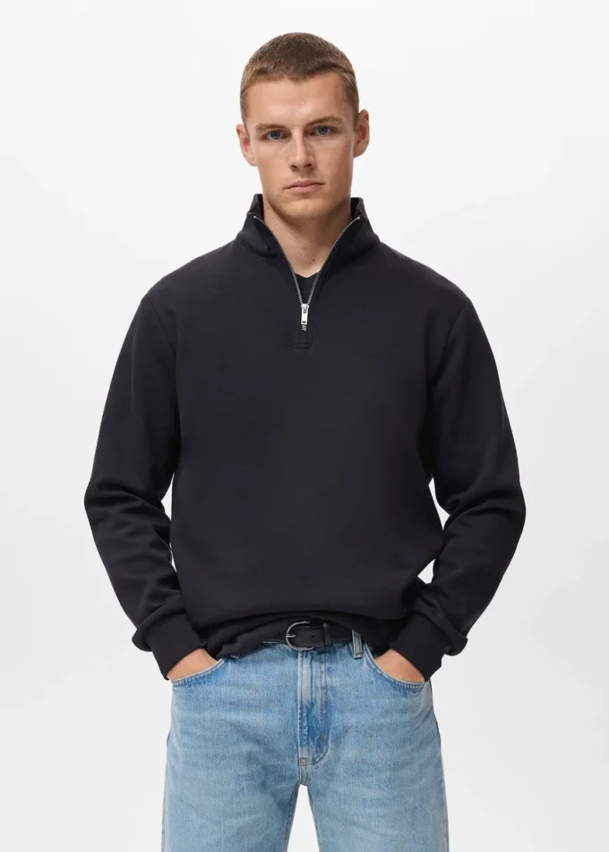 Regular-Fit-Sweatshirt aus Baumwolle mit Reißverschluss