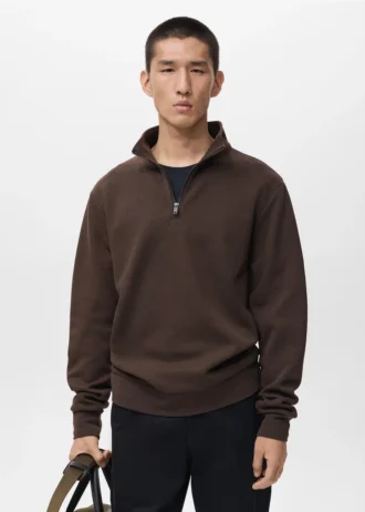 Regular-Fit-Sweatshirt aus Baumwolle mit Reißverschluss
