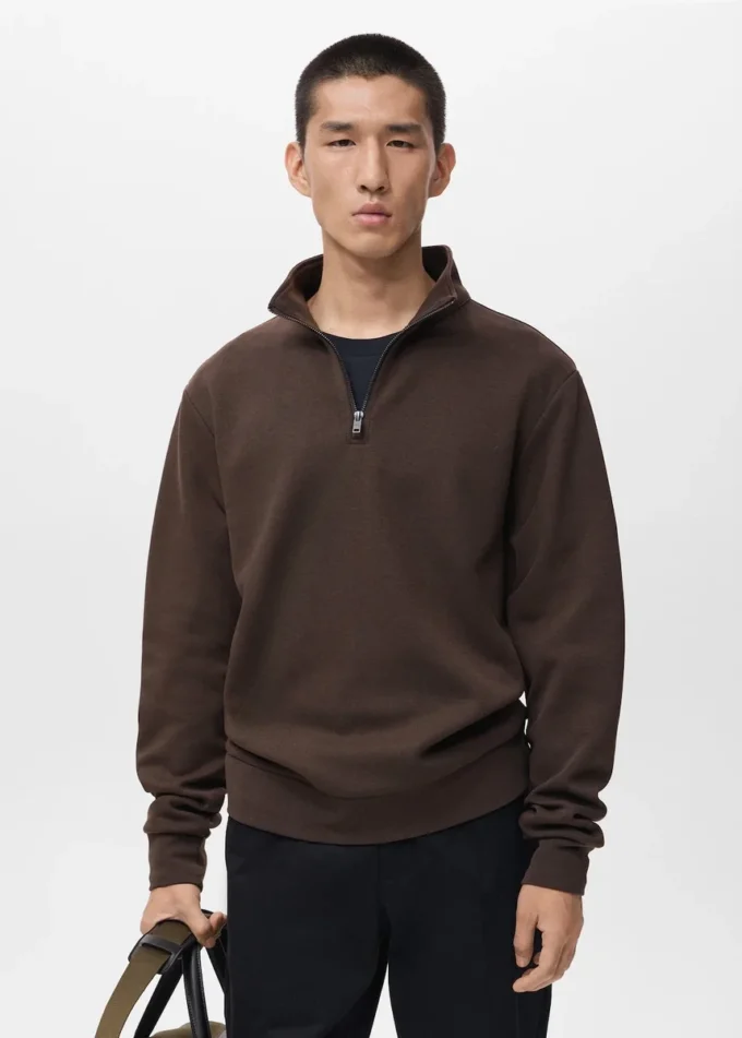 Regular-Fit-Sweatshirt aus Baumwolle mit Reißverschluss