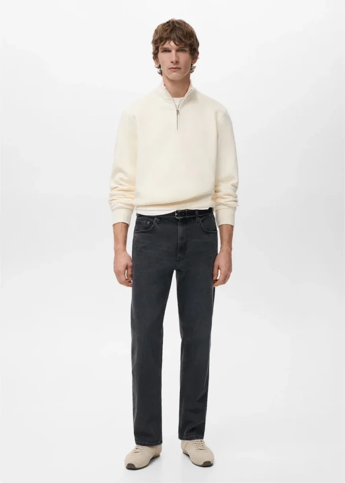 Regular-Fit-Sweatshirt aus Baumwolle mit Reißverschluss