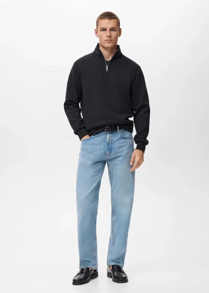 Regular-Fit-Sweatshirt aus Baumwolle mit Reißverschluss