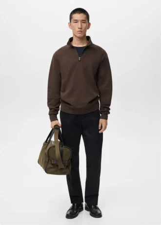 Regular-Fit-Sweatshirt aus Baumwolle mit Reißverschluss