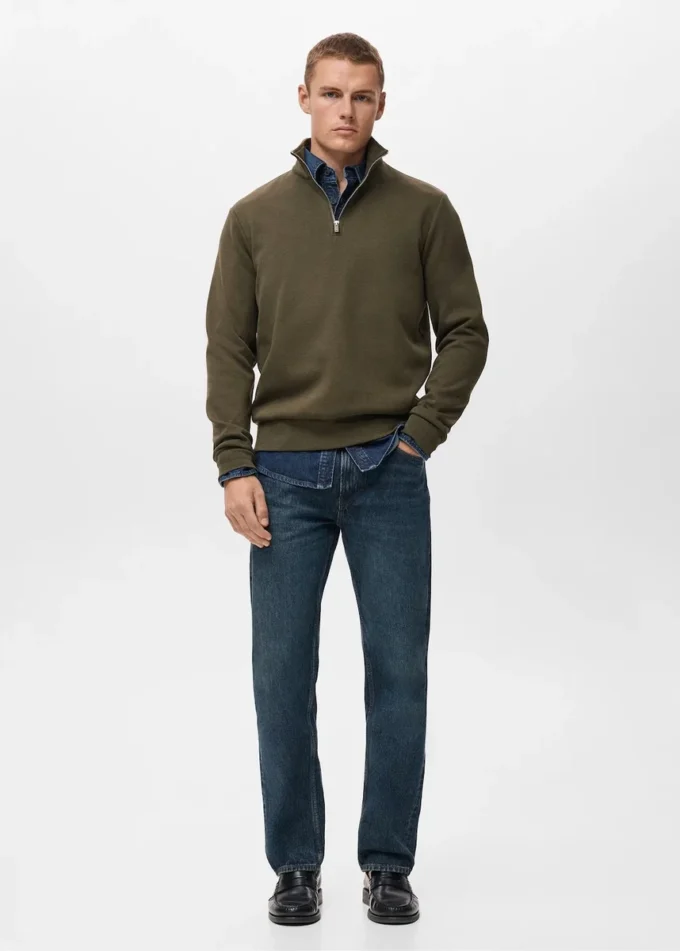 Regular-Fit-Sweatshirt aus Baumwolle mit Reißverschluss