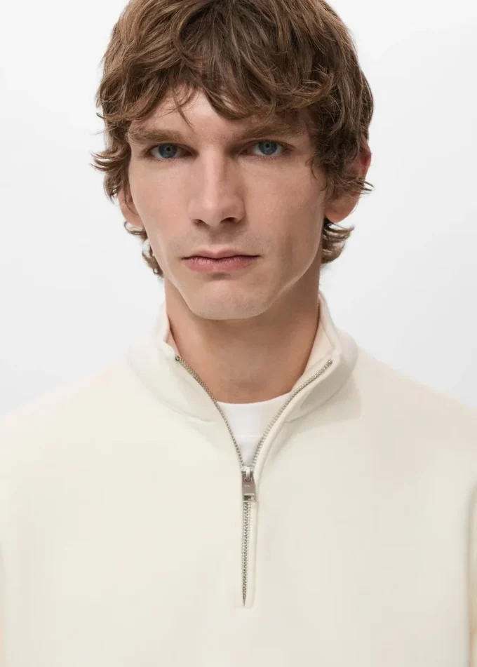 Regular-Fit-Sweatshirt aus Baumwolle mit Reißverschluss
