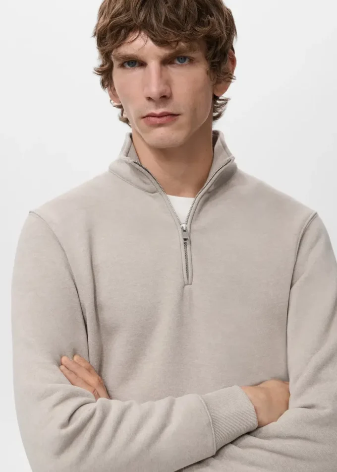 Regular-Fit-Sweatshirt aus Baumwolle mit Reißverschluss