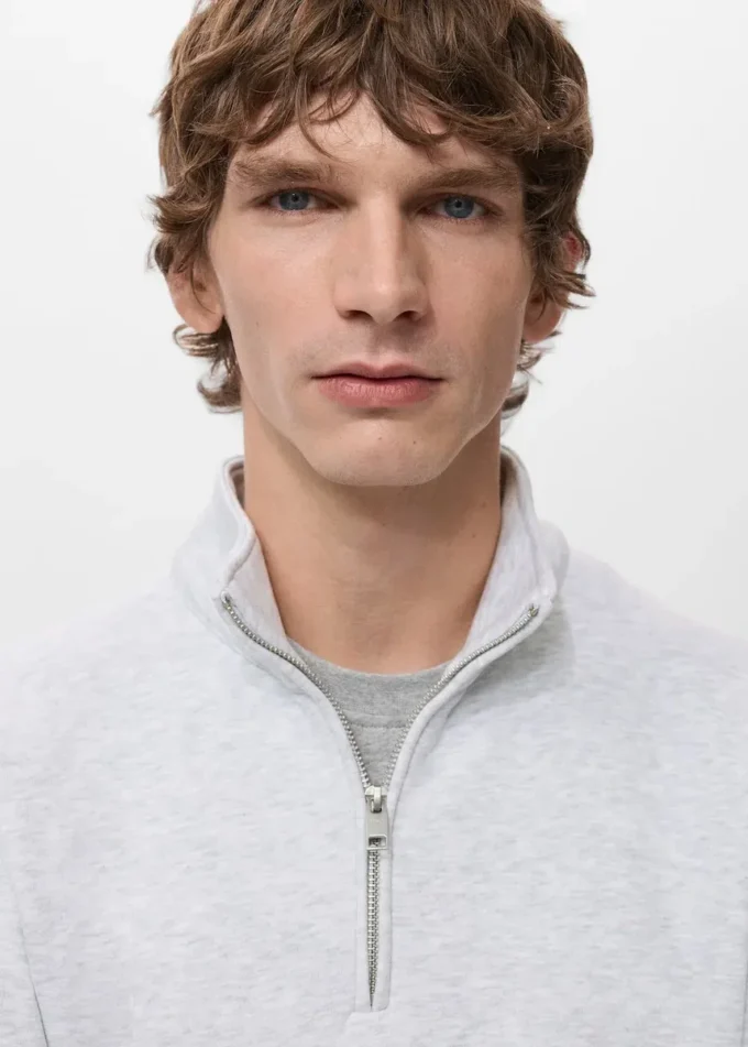 Regular-Fit-Sweatshirt aus Baumwolle mit Reißverschluss