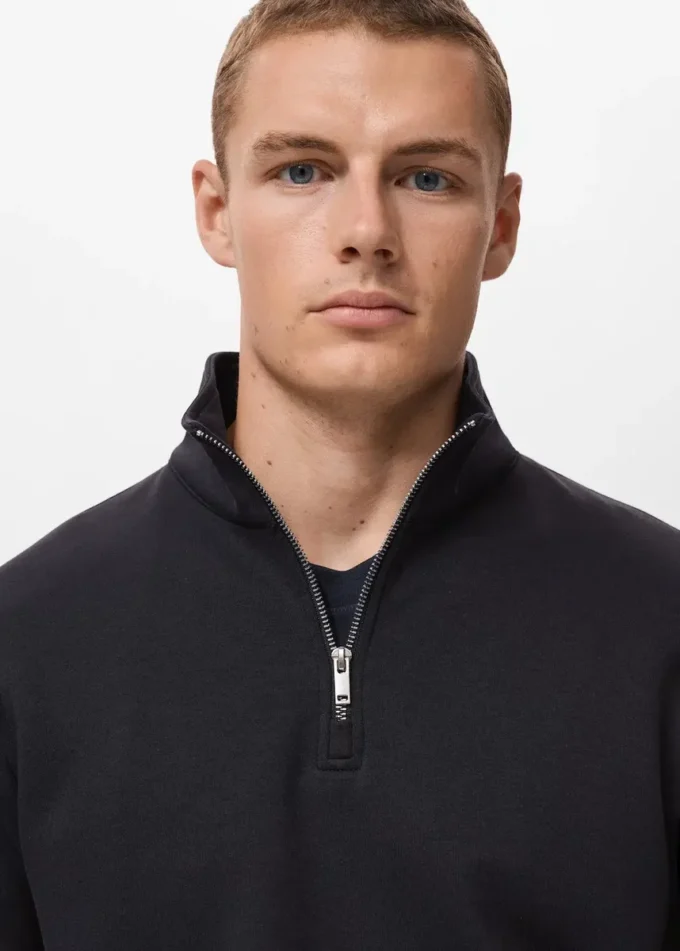 Regular-Fit-Sweatshirt aus Baumwolle mit Reißverschluss