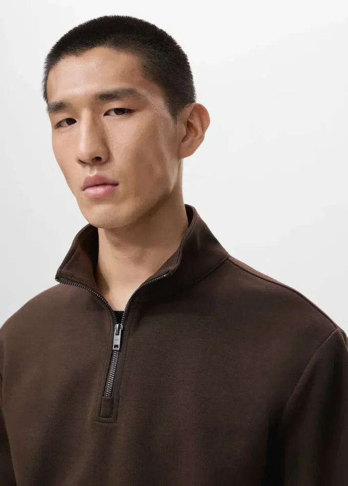 Regular-Fit-Sweatshirt aus Baumwolle mit Reißverschluss