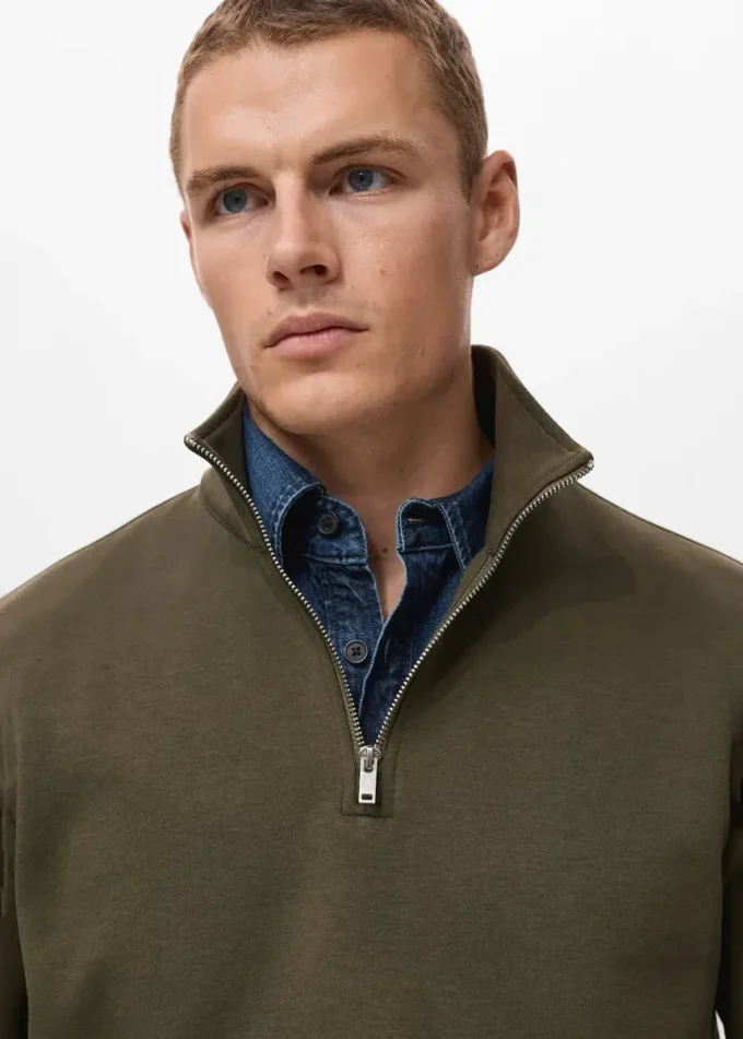 Regular-Fit-Sweatshirt aus Baumwolle mit Reißverschluss