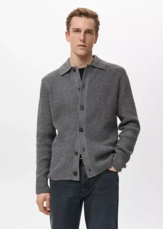 Rippstrick-Strickjacke
