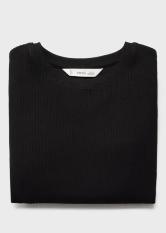 Rippstrick-T-Shirt aus Baumwolle