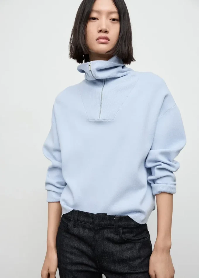 Rollkragenpullover mit Reißverschluss