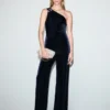 Samt-Jumpsuit mit Metallic-Details