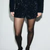 Samt-Shorts mit Pailletten