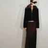Samtjacke mit Pelzkragen