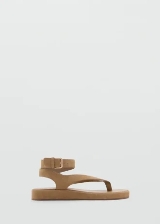 Sandalen aus Spaltleder mit Schnalle